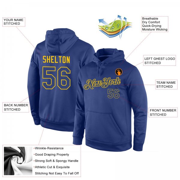 Men's Custom Stitched Royal Royal-Gold Sports Pullover Sweatshirt Hoodie