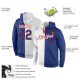 Men's Custom Stitched White Royal-Red Split Fashion Sports Pullover Sweatshirt Hoodie