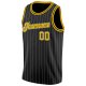 Men's Custom Black White Pinstripe Gold-White Authentic Basketball Jersey