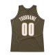 Men's Custom Olive White-Old Gold Authentic Throwback Basketball Jersey