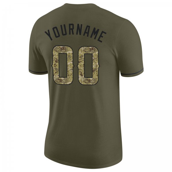 Men's Custom Olive Camo-Black Salute To Service Performance T-Shirt