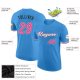 Men's Custom Powder Blue Pink-Black Performance T-Shirt