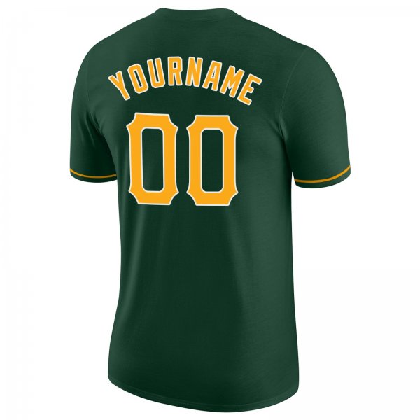 Men's Custom Green Gold-White Performance T-Shirt