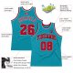 Men's Custom Teal Red-Black Authentic Throwback Basketball Jersey