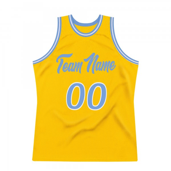 Men's Custom Gold Light Blue-White Authentic Throwback Basketball Jersey