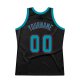 Men's Custom Black Teal-Red Authentic Throwback Basketball Jersey