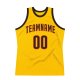 Men's Custom Gold Brown-Orange Authentic Throwback Basketball Jersey