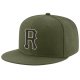 Custom Olive Black-Cream Stitched Adjustable Snapback Hat