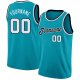 Men's Custom Teal White-Black Round Neck Rib-Knit Basketball Jersey