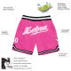 Men's Custom Pink White-Black Authentic Throwback Basketball Shorts