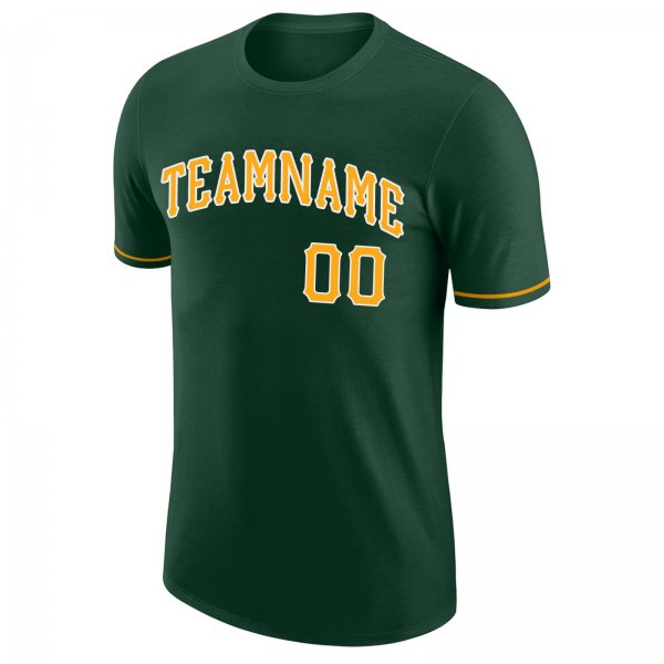 Men's Custom Green Gold-White Performance T-Shirt