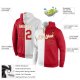 Men's Custom Stitched White Red-Old Gold Split Fashion Sports Pullover Sweatshirt Hoodie