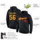 Men's Custom Stitched Black Gold-Red Sports Pullover Sweatshirt Hoodie