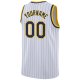 Men's Custom White Navy Pinstripe Navy-Gold Authentic Basketball Jersey