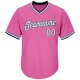 Men's Custom Pink White-Light Blue Authentic Throwback Rib-Knit Baseball Jersey Shirt