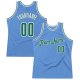 Men's Custom Light Blue Kelly Green-White Authentic Throwback Basketball Jersey
