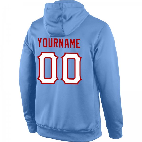 Men's Custom Stitched Light Blue White-Red Sports Pullover Sweatshirt Hoodie