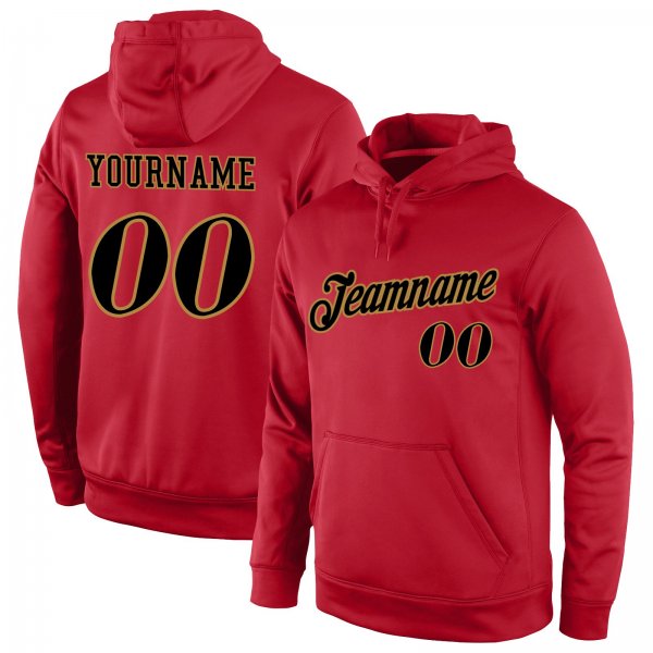 Men's Custom Stitched Red Black-Old Gold Sports Pullover Sweatshirt Hoodie