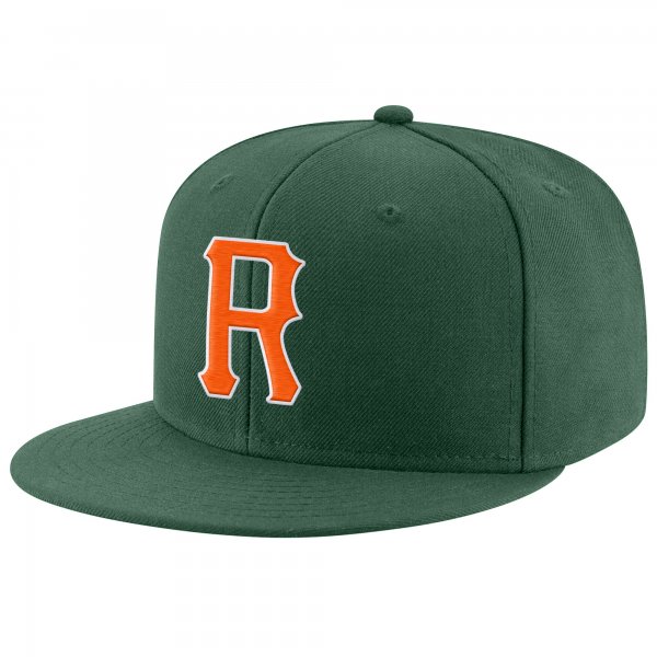 Custom Green Orange-White Stitched Adjustable Snapback Hat