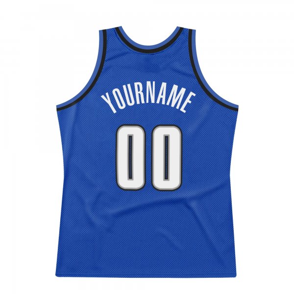 Men's Custom Blue White-Black Authentic Throwback Basketball Jersey