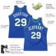 Men's Custom Blue White-Kelly Green Authentic Throwback Basketball Jersey
