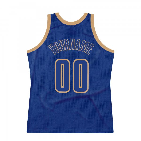 Men's Custom Royal Royal-Old Gold Authentic Throwback Basketball Jersey