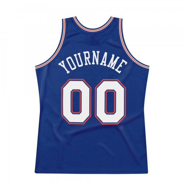 Men's Custom Royal White-Orange Authentic Throwback Basketball Jersey