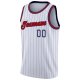 Men's Custom White Navy Pinstripe Red-Navy Authentic Basketball Jersey