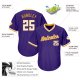 Men's Custom Purple White-Gold Authentic Throwback Rib-Knit Baseball Jersey Shirt