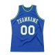 Men's Custom Blue White-Kelly Green Authentic Throwback Basketball Jersey