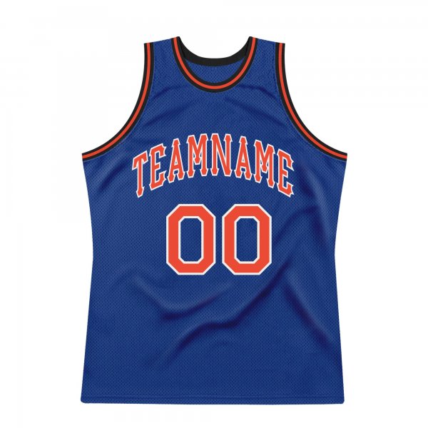 Men's Custom Royal Orange-White Authentic Throwback Basketball Jersey