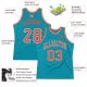 Men's Custom Teal Orange-Silver Gray Authentic Throwback Basketball Jersey